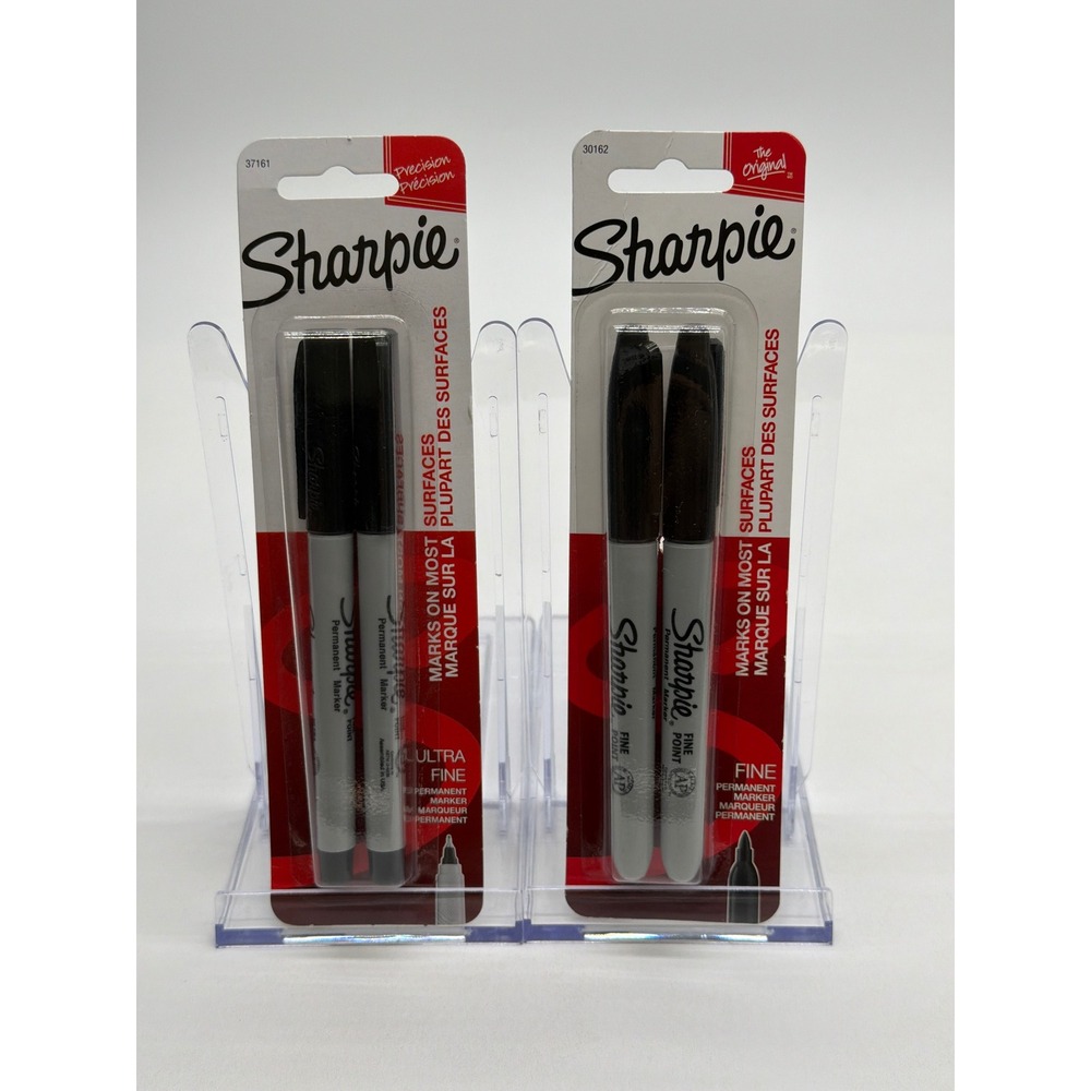 Sharpie Permanent Markers Black 4 Pack Ultra Fine and Fine Point 37161 30162